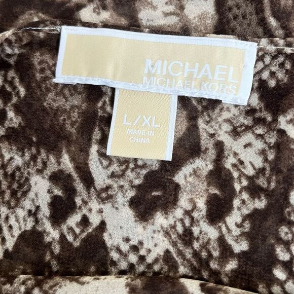 Michael Kors Reptile Print Semi Sheer Chiffon Ruana Caftan Brown Tan Women L/XL - Picture 6 of 11